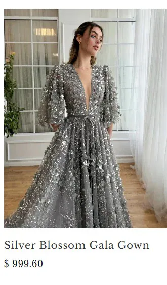 Silver blossom gala gown